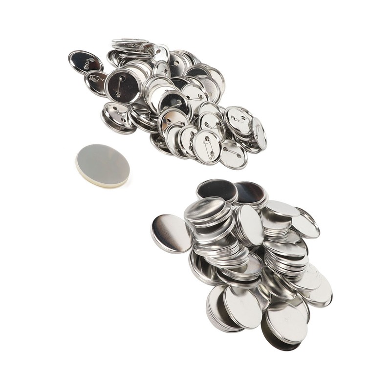 100 Set Pin Back Button Parts Blank Smoothing Metal Durable