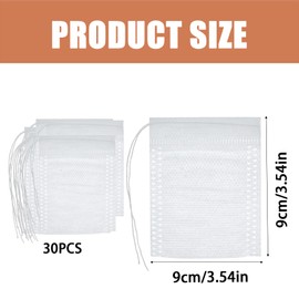 Tea Bags Empty, 9 X 7 cm Reusable Tea Bags, 30 Pcs Empty Tea Bags for Loose Tea, Tea Filter, Brew Bags,Barrier Bags, Spice Bags for Cooking, Loose Tea and Coffe, Tea Cooking, muslin bags