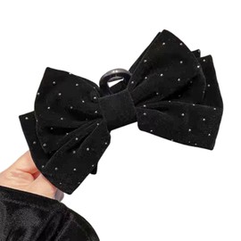 Hair Clip, Ribbon, Large, Hair Accessory, Hair Ornament, Hair Claw, Barrette, Sparkling, Hair Accessory, Hair Clip, Cute, Wedding, Black