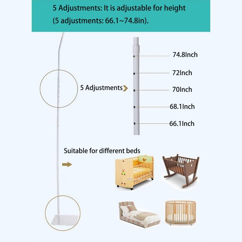 Vilemoon Mosquito Net Stand Adjustable Crib Canopy Holder Mosquito Net
