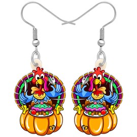 NEWEI Acrylic Thanksgiving Anime Turkey Chicken Earrings For Women kid Girl Fashion Charm Jewelry Gifts, Acrylic, No Gemstone