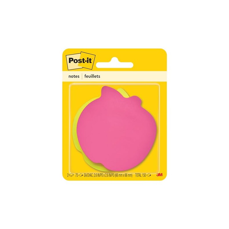 Post-it Notes, Apple Shape, Assorted Colors, 2.6x2.6 in, 2 Pads,
