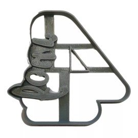 AJT NUMBER 4 WITH WORD ON SIDE DETAILED COOKIE CUTTER MADE IN USA PR5044