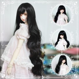Fayelume Doll Wig, 1/3 Doll Hair, Ball Jointed Doll Wigs, BJD Dolls Hair, Crafts Curly Hair Doll, Replacement Accessories Black 8‑9in