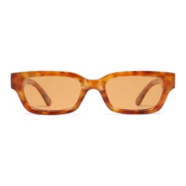 VANLINKER Polarized Trendy Small Skinny Square Cat Eye Sunglasses for Women Retro Vintage Shades VL9846, Light Tortoise Frame Light Orange Lens, Small