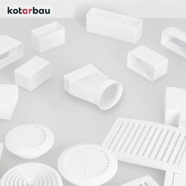 KOTARBAU® Rectangular Pipe Connector 60 x 120 mm for Round Pipe Diameter 100 mm Plastic Adapter Pipe Connector Exhaust Duct Reducer for Ventilation Systems White Flat Duct to Round Pipe Transition