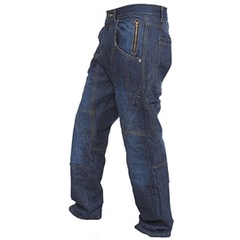 Newfacelook Motorcycle Pants for Mens Zip Pocket Blue Armaid Protective Lining Motorbike Jeans Hip and Knee Pads