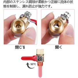 LOYELEY Air Line Cock, Set of 2, 1/4" Ball Valve, Brass for Air Compressor, Air Tool, No Leak, Drain Hose, Water, Oil, Gas Shut-Off, Full Port, Ball Valve, Rubber Handle Included