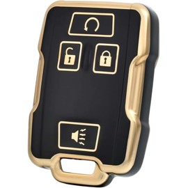 YALNORVA for GMC Key Fob Cover, Key Fob Case Cover Fits for Chevy Colorado Silverado 1500 2500HD 3500HD Suburban Tahoe GMC Canyon Sierra Denali Car Accessories Smart Key Holder, Gold Black