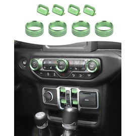 Hoolcar Window Switch Button Cover Volume Radio Air Conditioner Headlight Switch Knob Cover Compatible with Jeep Wrangler JL JLU 2018-2025 & Gladiator JT Accessories, Green