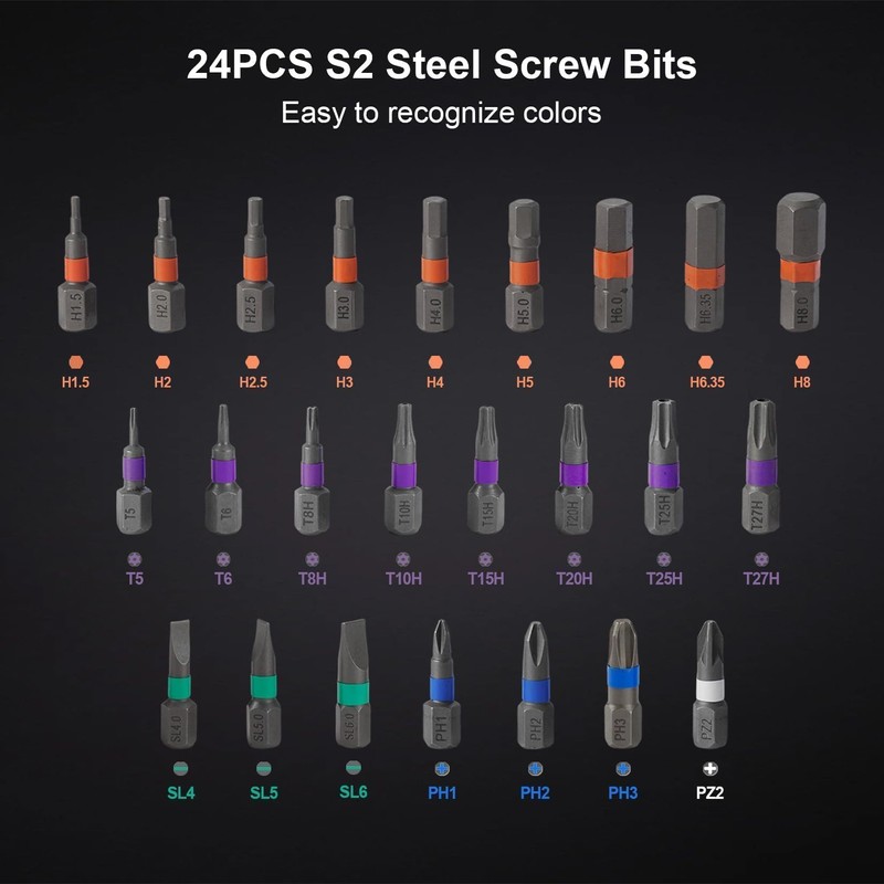 24 in 1 Magnetic Screwdriver Set, Multi Bit Ratcheting Screwdriver