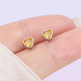 Liaya 925 Sterling Silver Earrings for Women Girls Kids, Love Heart Hypoallergenic Cute Birthstone Stud Earrings Screw Back CZ Cubic Zirconia Earrings Jewelry Gifts