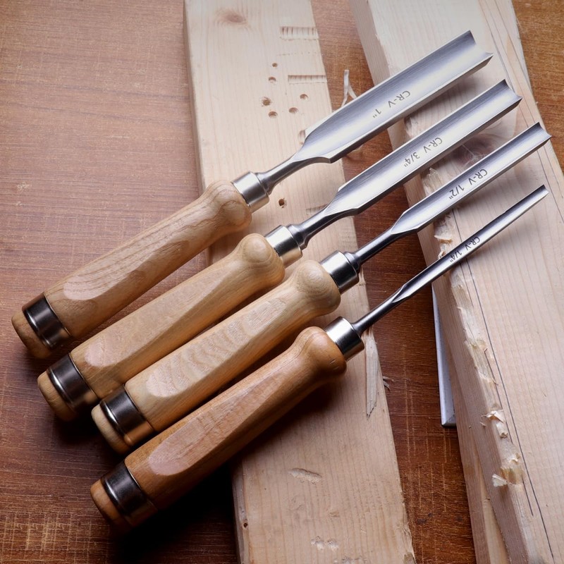 ATOPLEE Wood Chisel Set for Woodworking, 4 pcs Professional Wood