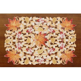 Juego de 4 manteles individuales lavables bordados, con diseño de hojas de arce, para decoración de otoño u otoño (juego de 4 manteles individuales de 13 x 19 pulgadas, hojas de arce, 2)