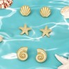 3Pcs 14K Gold Plated Ocean Stud Earrings Set - Seashell,