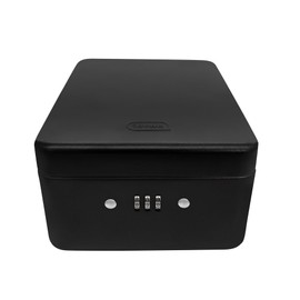 Idena 50119 Steel Security Box Black Safe with Combination Lock and Security Cable, Approx. 20 x 15 x 6.5 cm