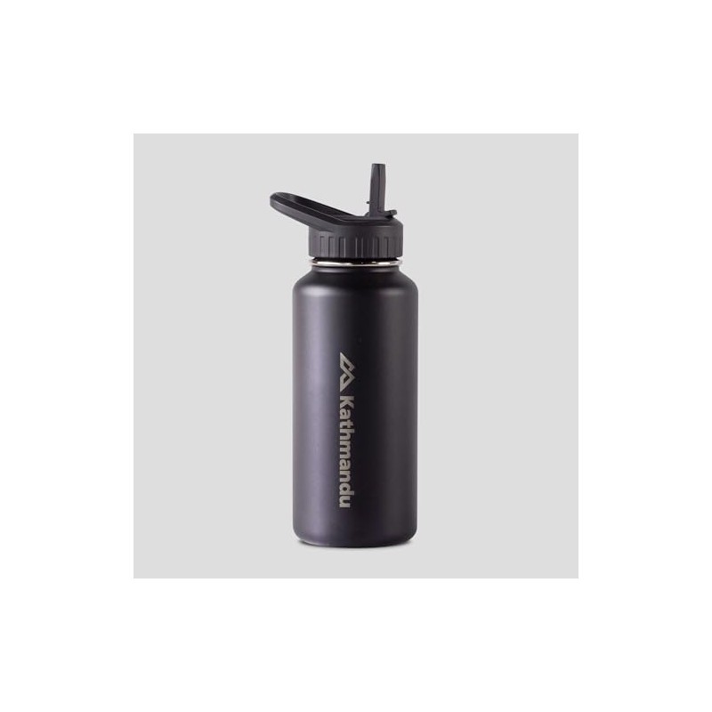Kathmandu Straw Lid Insulated Bottle - 950 ml Black Stingray