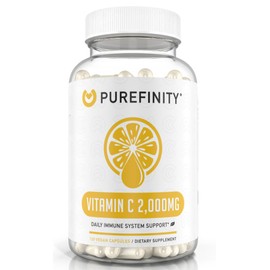PUREFINITY Vitamin C 2000mg Capsules – Double Strength, High Absorption Supplement, Powerful Antioxidant Properties, 120 Capsules (1 Month Supply)