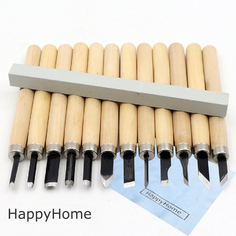 HappyHome Chisel Set of 12, Whetstone Included, Storage Case with