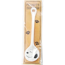 「 PEANUTS(ピーナッツ) 」 スヌーピー シンプルフェイス スタンダード 陶製スプーン(台紙付パッケージ) 白 612611