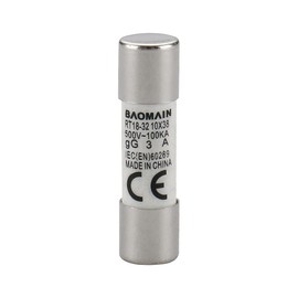 Baomain Fuse Link RT18-32 (RO15 RT14 RT19) 3A Cylindrical Ceramic Tube 10x38mm 500V listed Pack of 10