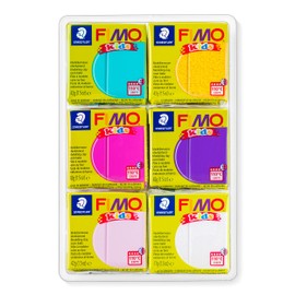 Staedtler 8032 02 Fimo Kids Modelling Clay, Oven-Bake - “Girlie” Material Packaging - Attractive, Trendy Choice of Colours for Girls - High Quality, with 6 Blocks of 42 g Each, Single, multi-coloured
