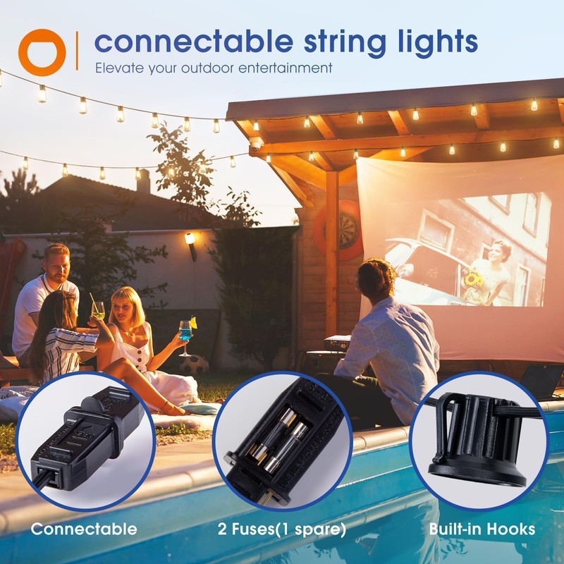 addlon 100FT(50FT*2) LED Outdoor String Lights Waterproof Patio Lights with