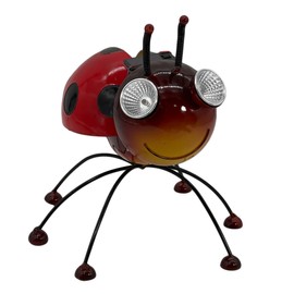 Galt International Red Ladybug Metal Garden Statue w/Solar LED Lights Yard, Patio, Lawn and Garden Decor and Ornament, Outdoor and Indoor Statue