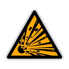 Explosive Materials Sticker Decal - Self Adhesive Vinyl - Weatherproof - Made in USA - iso 7010 iso 3864 hazard safety signs - W002-2" x 1.75"