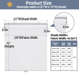 SHADEMOON Cordless Blackout Window Roller Shades, Pull Down Spring System Indoor Blinds, Room Darkening Waterproof UV Blocking Thermal Insulated Fabric for Home Office (White, Width 28", Height 72")