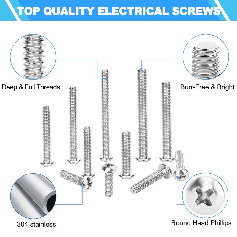 Machine Screws, 100 PCS Phillips Pan Head Electricians Screw Kit