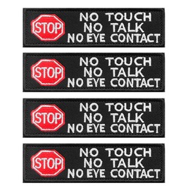 4 PCS Service Dog Stop No Touch Embroidered Tactical Badge Patch Funny Cute Dogs Working Training Hook and Loop Patch for Dog Harnesses,Service Dog Working Dog Guide Dog Animals Harness