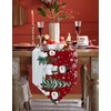 Christmas Snowman Table Runner Cotton Linen Dresser Scarves, Winter Snowflake