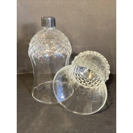 Homco 2 HOMCO Clear Glass Diamond Peg Votives w/ Grommets Panel Flare Candle Holders