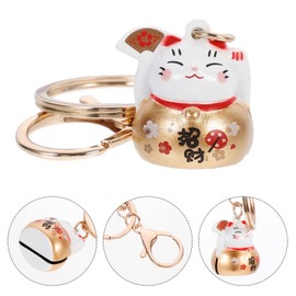 NUOBESTY Cute Keychains for Women Feng Shui Lucky Cat Keychain: Japanese Beckoning Cat Key Ring Maneki Neko Cat Keychian 2022 Good Luck Bell Keychain Charm Pendant for Wealth Fortune Cat Keychains