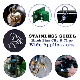 Ironking 2Pcs Heavy Duty Hitch Pins Clip R Clips Cotter Pins, Stainless Steel Spring Retaining Wire Hair Pins， Large for Trailer Tractors Mower Carts Truck Pin Clip，Strong Spring Tension M5x97mm