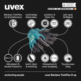 Uvex Bamboo TwinFlex D xg Cut-Resistant Work Gloves 1 Pair Size 09 / L