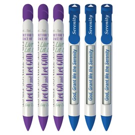 Greeting Pen – Serenity Prayer Rotating Message Pen – Inspirational Christian Presents with 4 Uplifting Bible Verse Messages – Faith-Based Encouragement for Recovery – Purple/Blue, 6 Pack 36025
