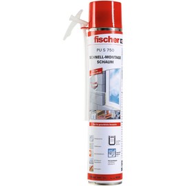 fischer Rapid Installation Foam PU S 750, Construction Foam for Backfilling, Insulation and Damping, Polyurethane (PU) Foam, incl. Instant Use Adaptor 750 ml