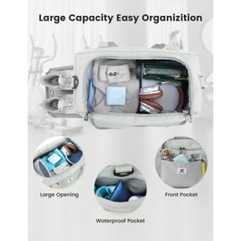 SKYSPER Men's 40L Small Travel Bag Gym Bag Sports Bag with Shoe Compartment and Wet Compartment for Gym, Sports, Travel, Swimming Pool, lightgrey, Unisex