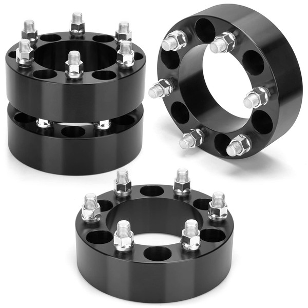 dynofit 6x5.5 to 6x5.5 Forged 2inch Wheel Spacers Adapters for 1999-2024 Silverado 1500 Sierra 1500 Yukon 2019-2024 Ram 1500 | Set of 4 Compatible with Chevrolet GMC Cadillac Ram 6x139.7 M14x1.5 Studs