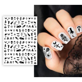 FIESTAS GUIRCA | Halloween Nail Stickers Party Supply - Adult Women - Black