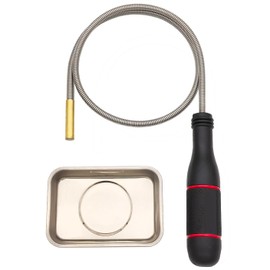 GUTI-MORE Flexible Magnetic Pickup Tool Set, 25" Bendable Extension Magnet 2lb, with Magnet Parts Tray，Pickup Screws, Nuts, Nails, Bolts from Hard-To-Reach Places