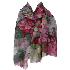 Purple Possum® Floral Scarf Pink Green Abstract Flowers Large Cerise Lime Flower Shawl Ladies Lightweight Wrap