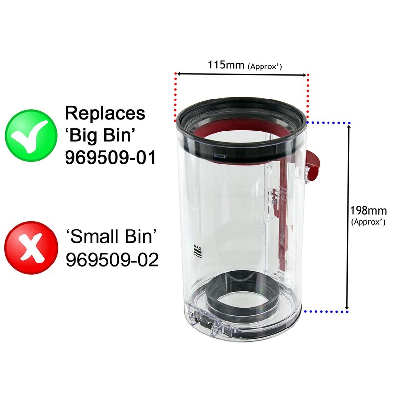 Spares2go Dust Bin Container compatible with Dyson V10 SV12 Animal