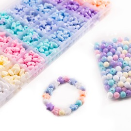 Gxueshan 840Pcs Star Heart Kandi Acrylic Beads Candy Color Cute Pastel Circle Loose Spacer Beads Assorted Colorful Shape Bow Beads Bulk for Friendship Bracelets and Jewelry Making Kit (1000)