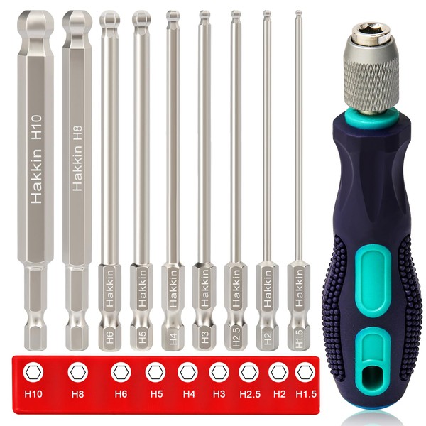 Hakkin 10 Piece Ball Head Hex Screwdriver 100 mm Hex
