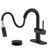 KENES Pull Down Bathroom Faucet with Sprayer, Matte Black Single