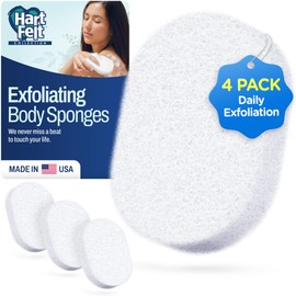 HartFelt Bath Sponges for Shower | Oval Body Wash Scrubber for Exfoliating Skin | Clean and Refresh Body, Back & Arms | Chemical-Free Body Sponge | Made in USA - Pack of 4