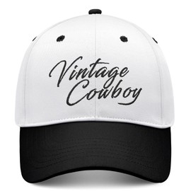 Vintage Country Cowboy Hat, Adjustable 2 Tone Cap for Men Women, Trendy Embroidered Snapback Trucker Hat Black